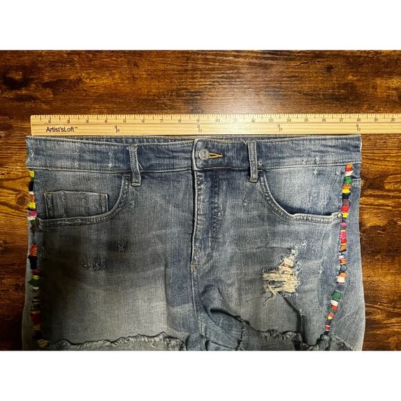 Anthropologie Blue Jean Shorts with Colorful Accents - Picture 9 of 12